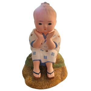 Vintage 1950s Hakata Mimasu Dolls Child Sitting Thinking By Sea Statue Figurine